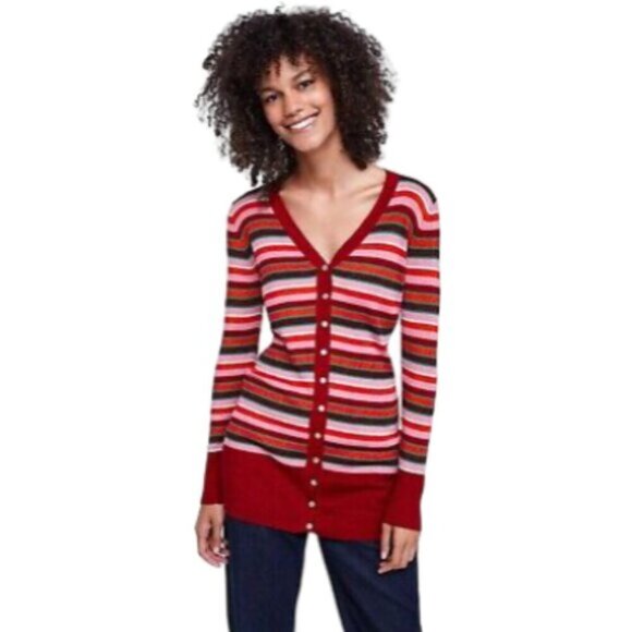 Zara Cardigan Striped Shimmery Thread Knit Special Edition Size Small - Picture 1 of 13